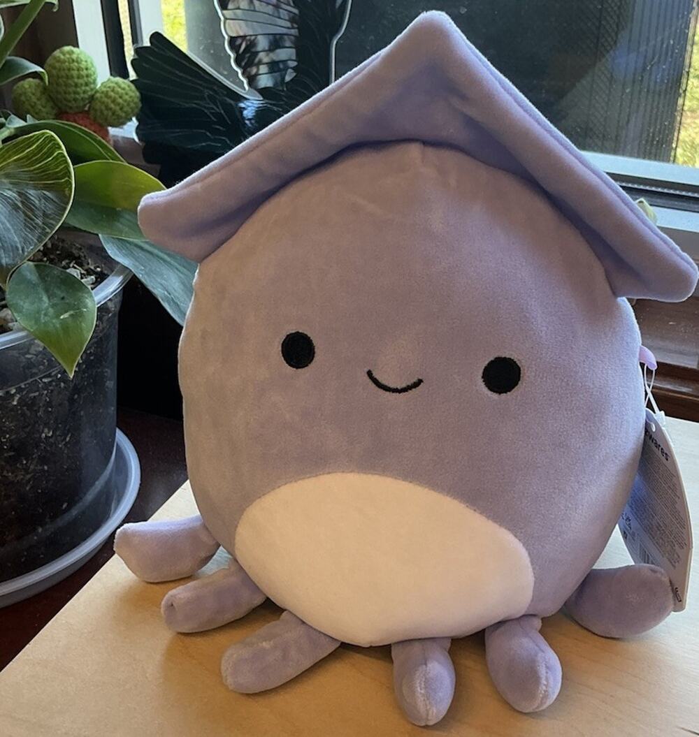 Squishmallows Stacy Squid Squishmallow Plush, Purple/White, 8”